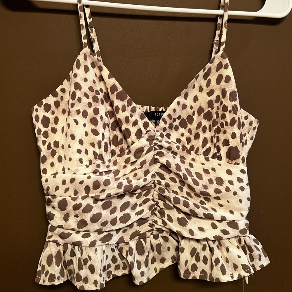 Leopard ruffled cami